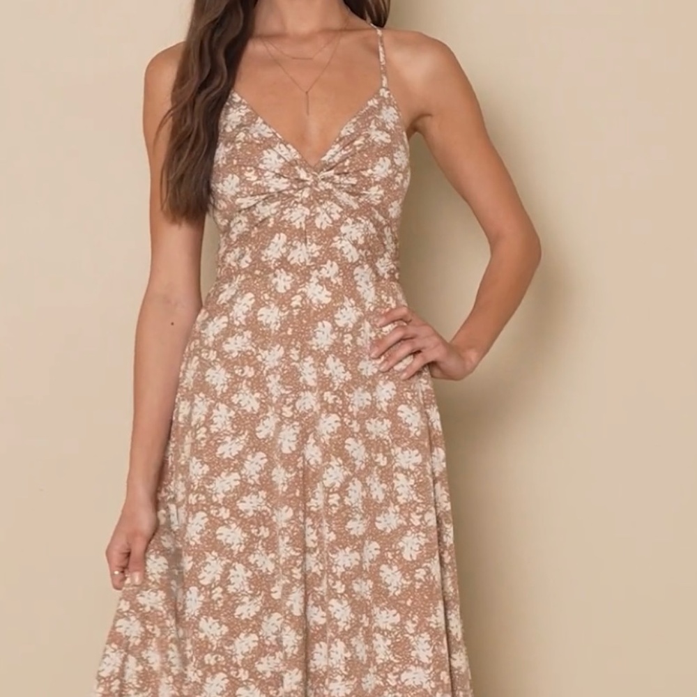Maxi tan and white dress. Lulus